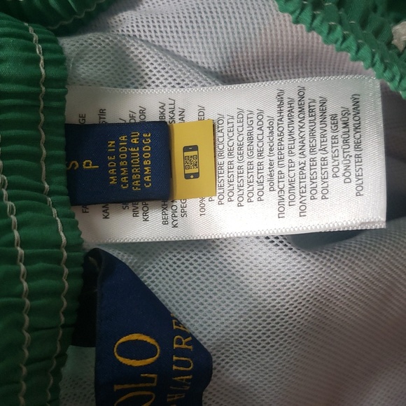 Polo Ralph Lauren NWT Green, Blue, Yellow Striped Swim Trunks, Small - Picture 6 of 6